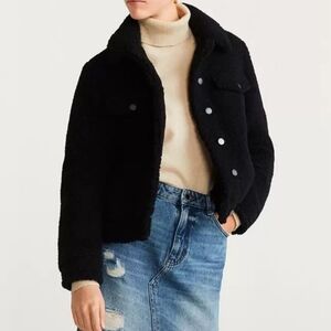 Mango Black Sherpa Jacket